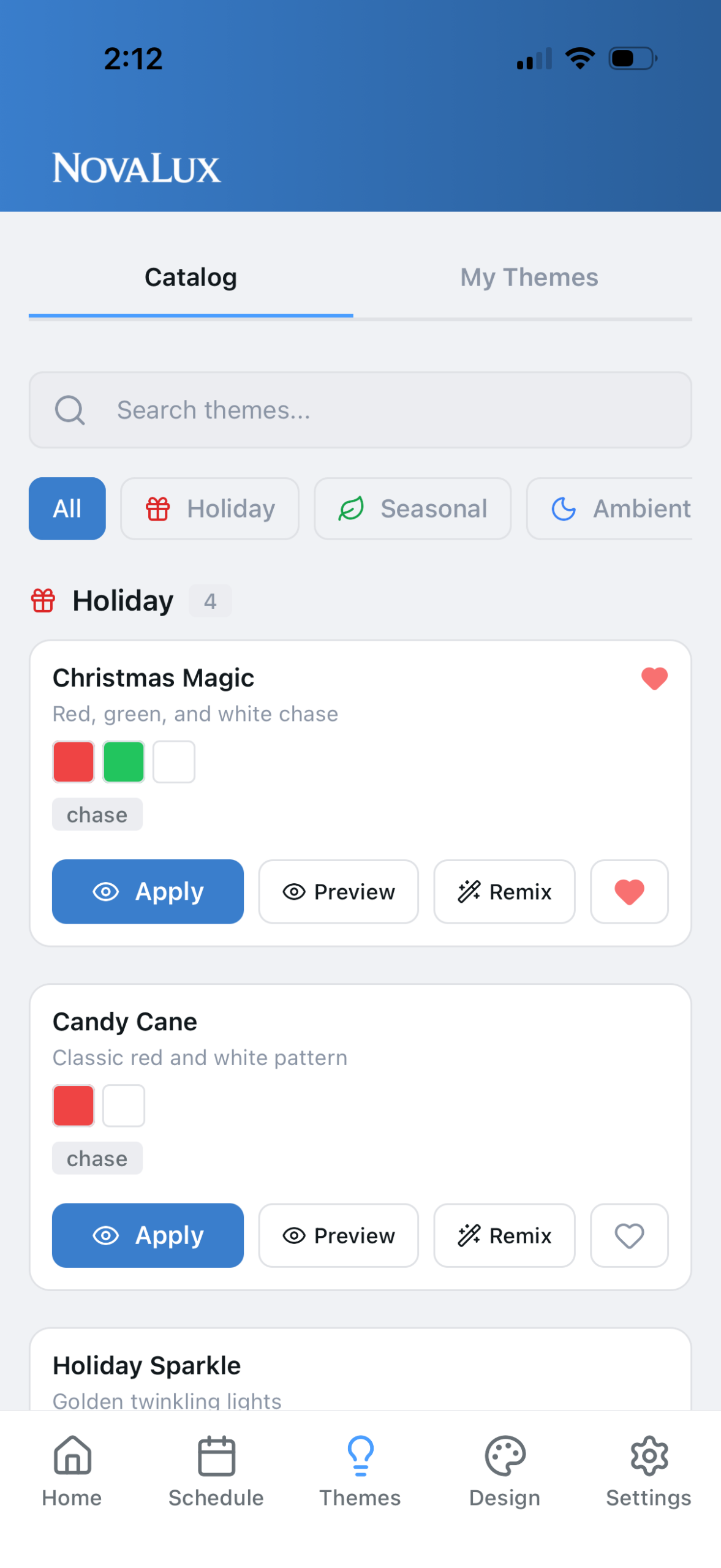 NovaLux App - Presets